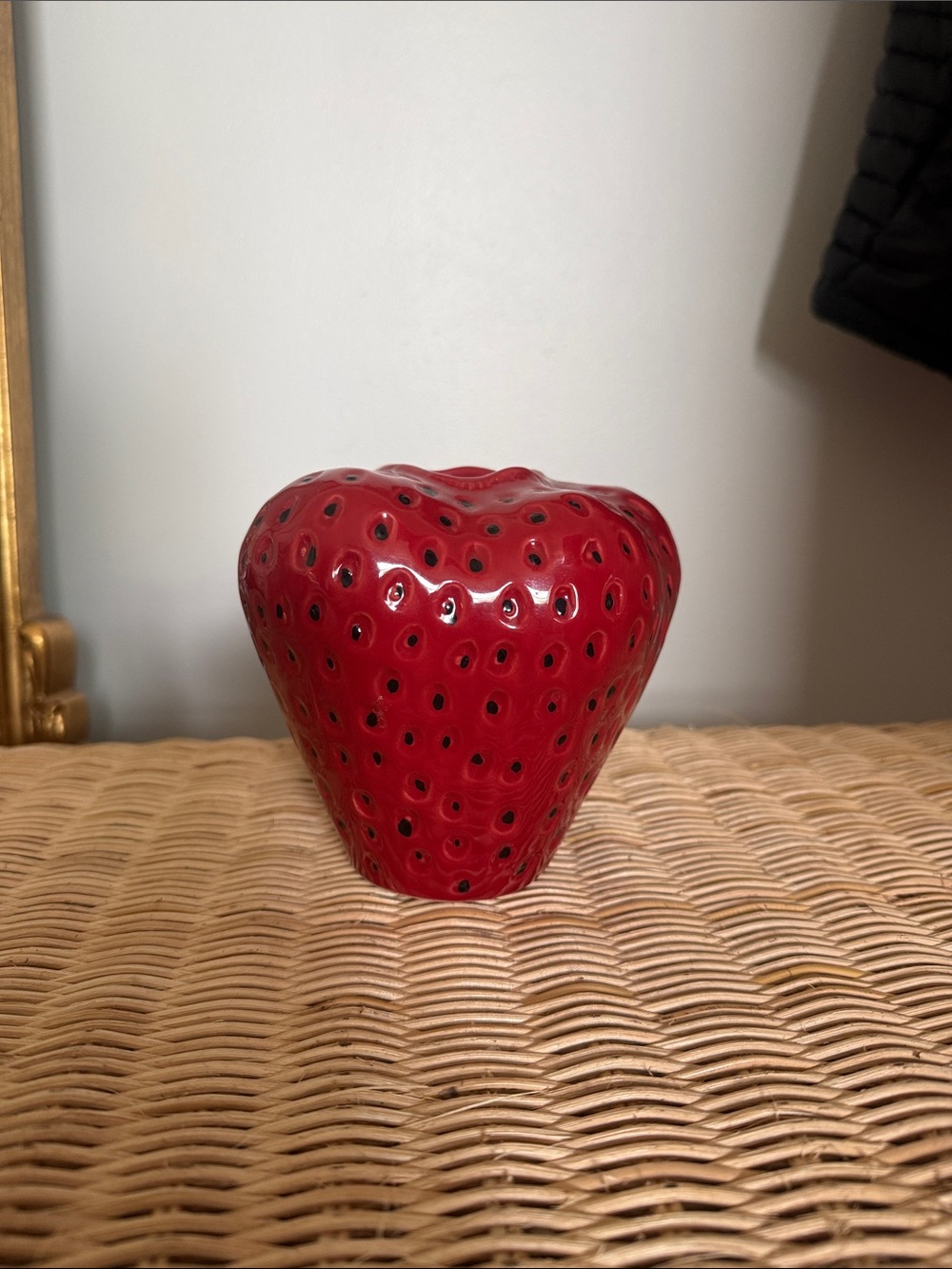 Red Ceramic Strawberry Vase